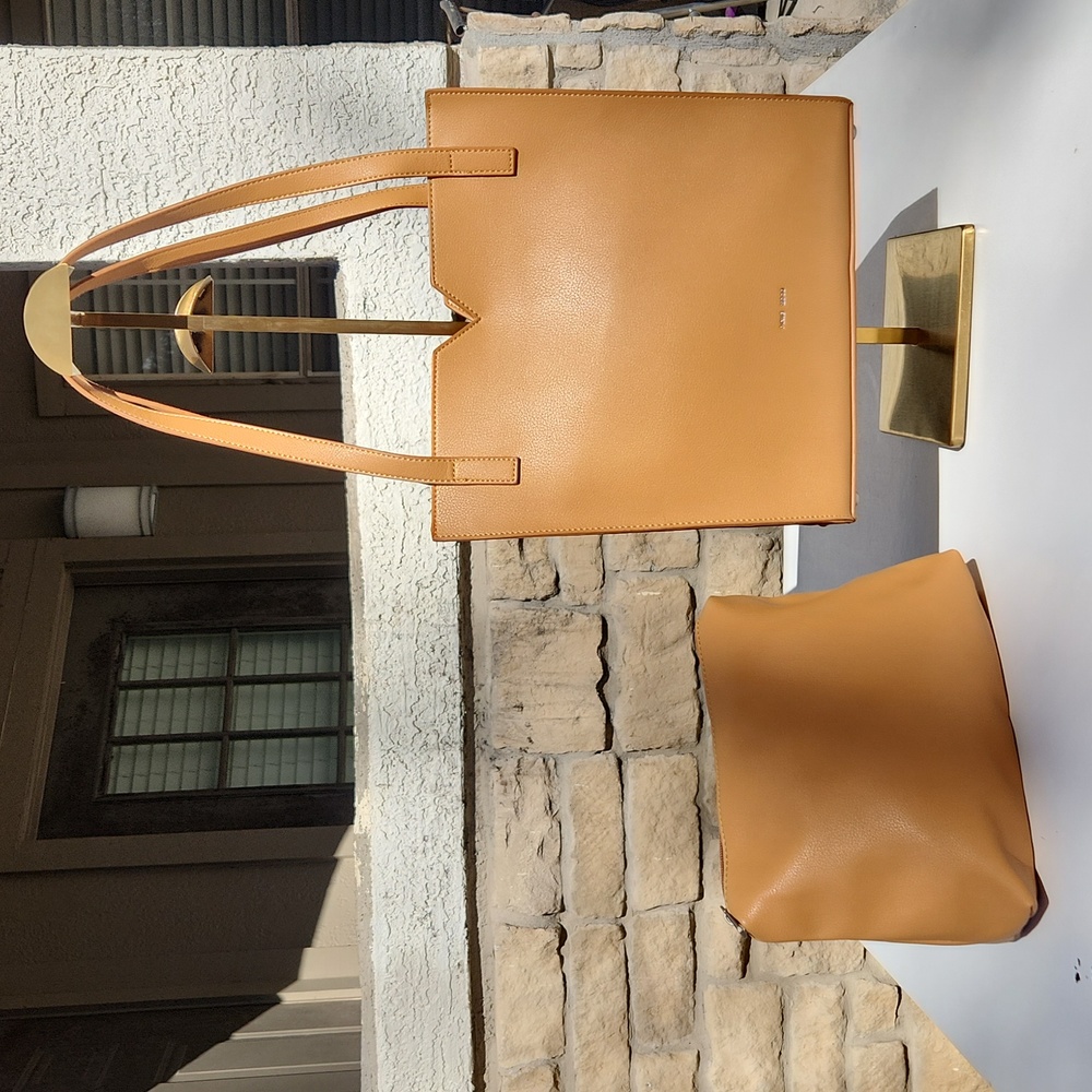 Pixie Mood 2 Piece Set - Shoulder Tote and Mini Zip Bag - Vegan Leather